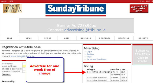 Sunday Tribune:  Free Advertising, 28 June 2009