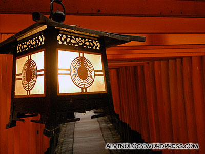 Close-up of the lanterns that lit up the Torii