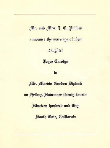 wedding invitation from 1950