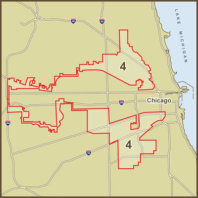 A Map of the Strange, Gerrymandered 4th Congressional District in Illinois