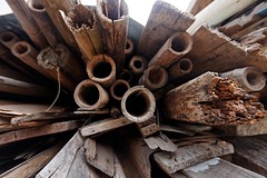 Stockpile of bamboo and wood