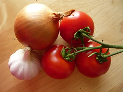 Tomato, onion, garlic