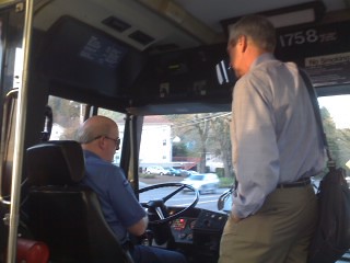 Fred Hansen rides the bus