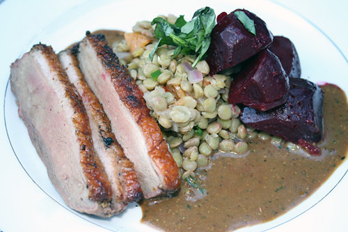 Crispy Smoked Duck with Lentil Salad and Beets 6