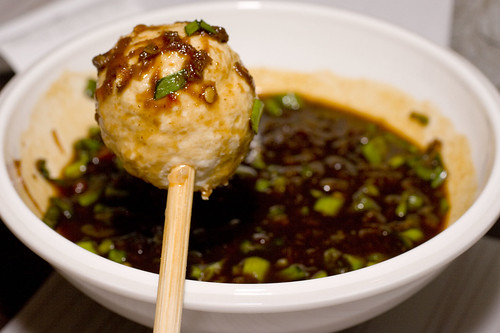 Fish Ball Dipped in Yummy Sauce