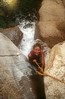 Canyon de la Vacca  : Laurent sur une corde fixe du canyon
