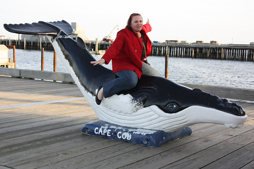 Fiona rides the whale at the pier in Provincetown