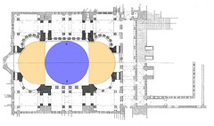 Plan with Dome in Blue and Half Domes in Yellow