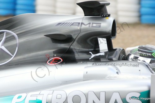 Nico Rosberg in his Mercedes at Formula One Winter Testing 2014