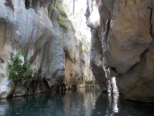 A deep swimming section of the Mares Forest Creek Canyon