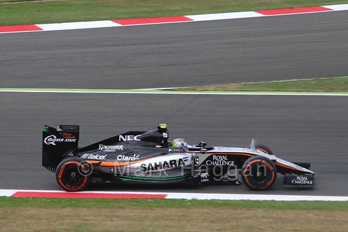 Sergio Perez in Free Practice 3 at the 2015 British Grand Prix at Silverstone