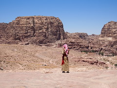 A Jordanian Guard ontop of a platoe, Petra!