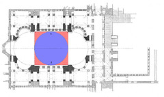Plan with Pedantives in Red and Dome in Blue