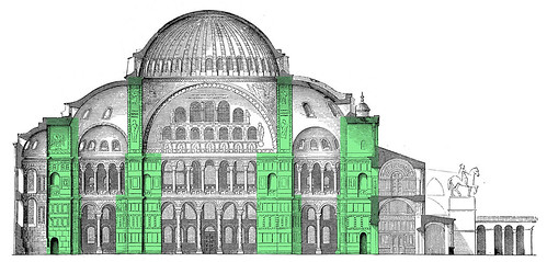 Elevation with Piers in Green