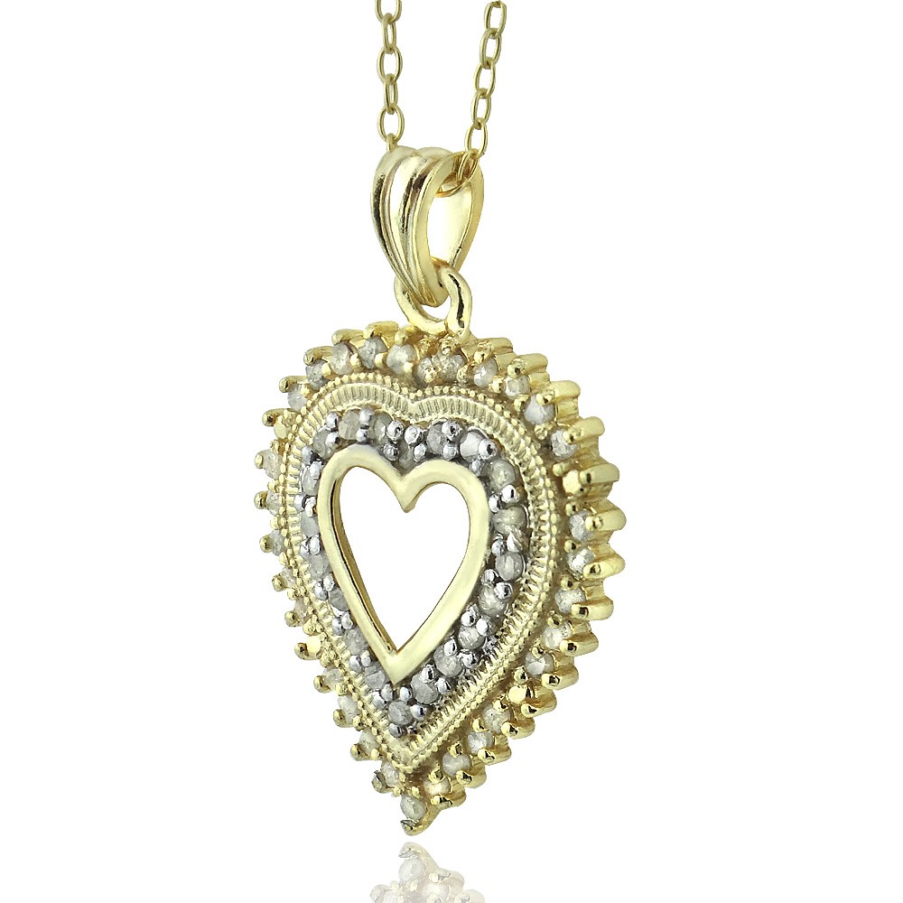 1/2 CARAT TDW Diamond Heart Necklace in 18K Gold Plated ...