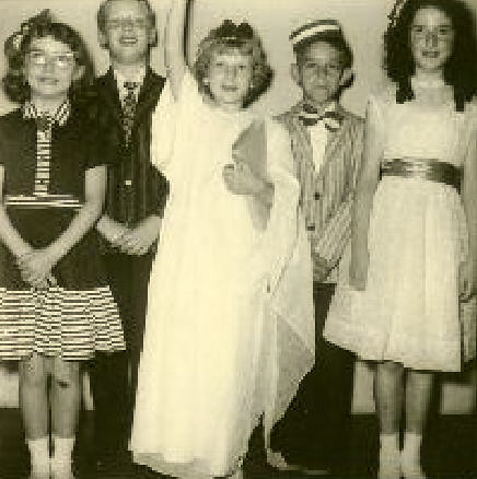 Harrison School Play Circa 1959 1960 w Elaine Frank, David Carroll, Vicky Schultz (Vinch), Gary Guear and Maryann Buzgo