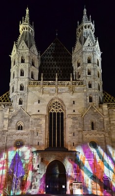 St. Stephen's Cathedral facade at night, Vienna - Stephansdom
