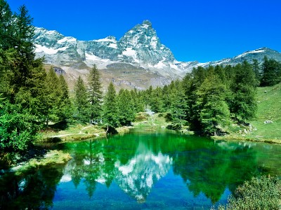 Majestic Matterhorn / Cervino reflected on Lake Blue