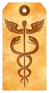 Caduceus Grunge Tag - Sepia, From ImagesAttr