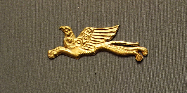 Gold griffon from Grave Circle A at Mycenae, Greece