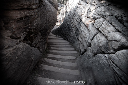 stairs at Athabasca Falls