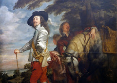 van Dyck, Charles I at the Hunt, detail with figures