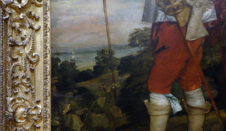 van Dyck, Charles I at the Hunt, detail with landscape
