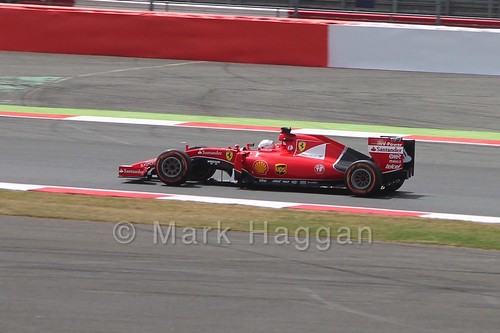 Sebastian Vettel's Ferrari in Free Practice 2 at the 2015 British Grand Prix