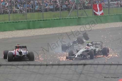 Felipe Massa's first lap accident at the 2014 German Grand Prix