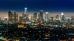 Los Angeles Skyline at night 4K Wallpaper / Desktop Background