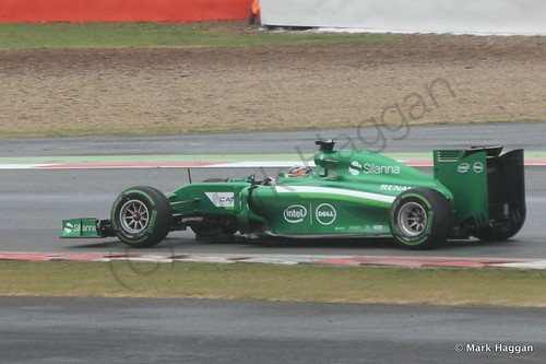 Kamui Kobayashi in his Caterham during qualifying for the 2014 British Grand Prix