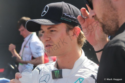 Nico Rosberg in the media pen after qualifying for the 2014 German Grand Prix