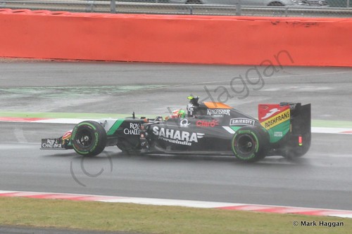 Sergio Perez in his Force India during qualifying for the 2014 British Grand Prix