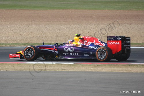 Daniel Ricciardo in his Red Bull during Free Practice 1 at the 2014 British Grand Prix
