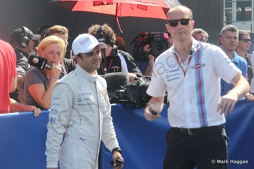 Felipe Massa in the media pen after qualifying for the 2014 German Grand Prix