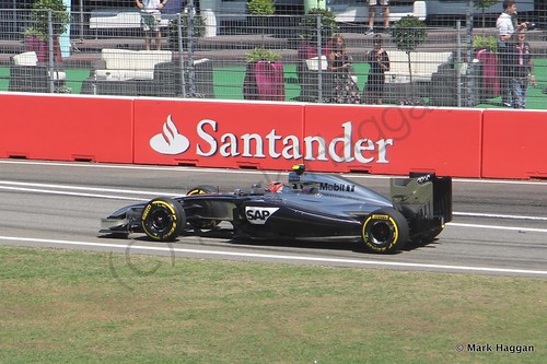 Kevin Magnuessen in his McLaren in Free Practice 2 at the 2014 German Grand Prix
