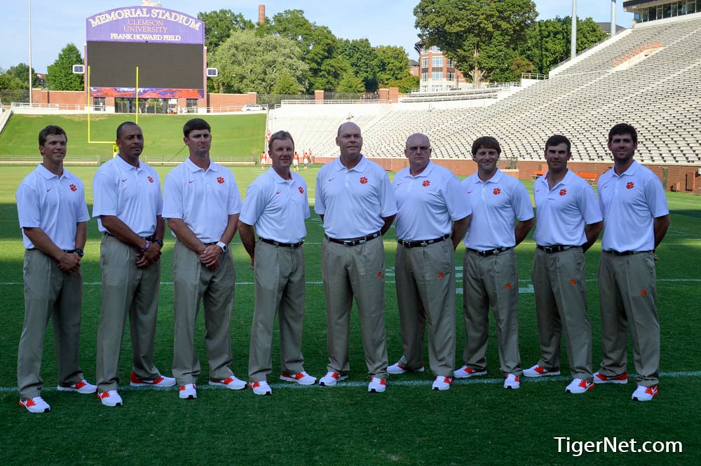 Clemson Football Photo of Chad Morris and Danny Pearman and Jeff Scott and Robbie Caldwell and teamphotos and Tony Elliott
