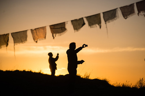 Filmmaker's Dinner @ Mountainfilm - Prayer flags & sunset selfies