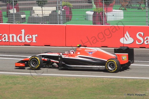 Max Chilton in his Marussia in Free Practice 2 at the 2014 German Grand Prix