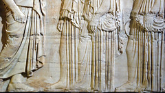 Plaque of the Ergastines, detail with draped peplos