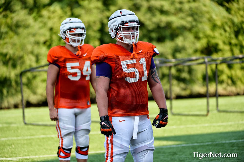 Clemson Football Photo of practice and Taylor Hearn