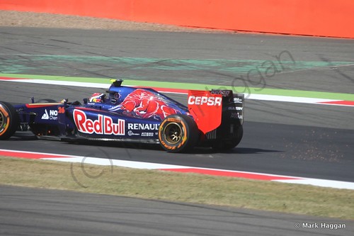 Daniil Kvyat in his Toro Rosso during Free Practice 1 at the 2014 British Grand Prix