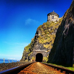 Love this one! #mussendentemple #traintracks #tunnel #cliff #sea #downhill #sky #summer