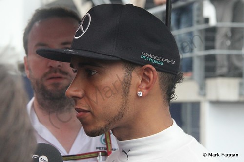 Lewis Hamilton interviewed after the 2014 German Grand Prix