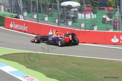 Daniel Ricciardo in his Red Bull in Free Practice 2 at the 2014 German Grand Prix
