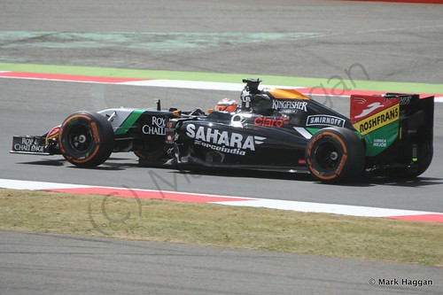 Nico Hulkenberg in his Force India during Free Practice 2 at the 2014 British Grand Prix