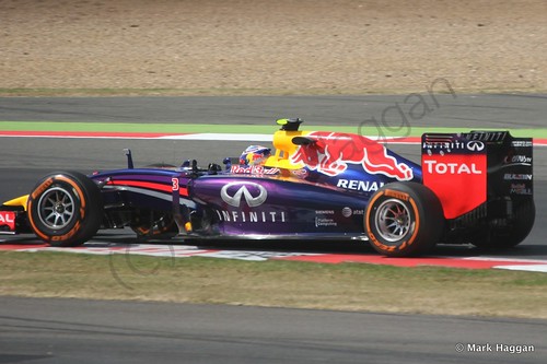 Daniel Ricciardo in his Red Bull during Free Practice 1 at the 2014 British Grand Prix