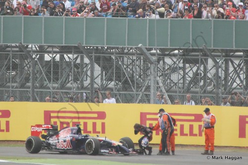 Jean-Eric Vergne's Toro Rosso stuck during Free Practice 2 at the 2014 British Grand Prix
