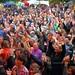 Moseley Folk Festival 2014, happy crowd watching The Felice Brothers