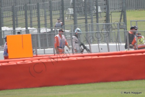 Nico Rosberg after his car stopped during the 2014 British Grand Prix